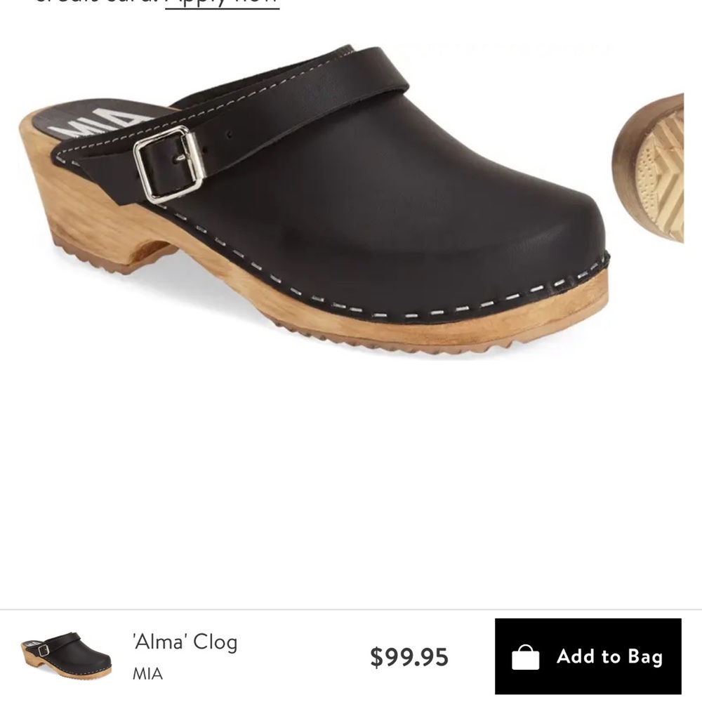 Mia Alma black leather clogs